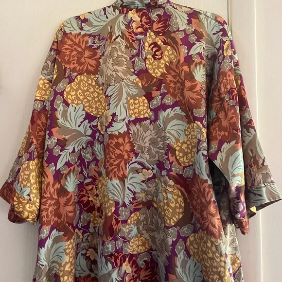 VTG Bloomcore 90s Silky Satin Kimono Festival Boho Balletcore Resortwear Robe - Picture 5 of 9